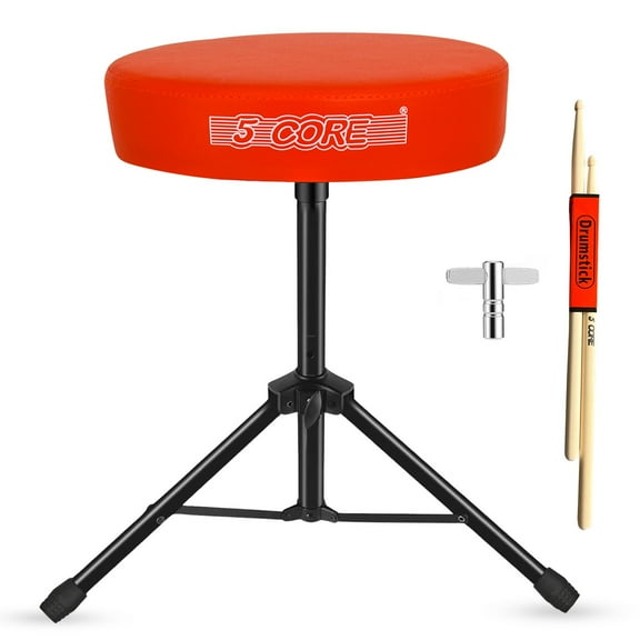 Drum Throne Padded Guitar Stool Height Adjustable Drummer Music Chair Seat - Orange