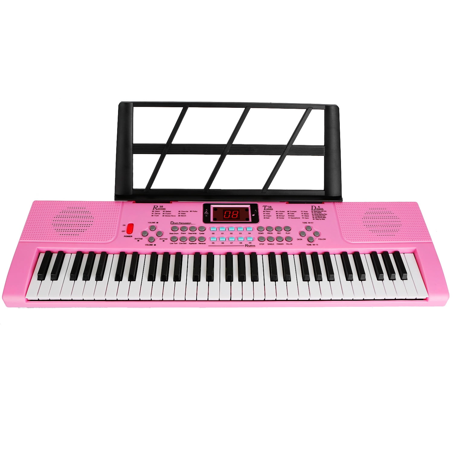 61 Key Piano Keyboard Set, Electronic Keyboard Electric Musical Piano Instrument for Beginner with Keyboard, Microphone, Stand, Pink