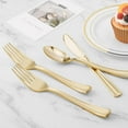 thumbnail image 4 of 100PCS Gold Plastic Silverware, Gold Disposable Utensils, Heavy Duty Cutlery Set of 50 Gold Forks, 25 Gold Spoons, 25 Gold Knives for Parties, Weddings, Catering and Daily Use Gold 25 Set, 4 of 5