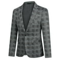 thumbnail image 3 of Cloudstyle Men's Slim Fit Smart Casual Plaid Pattern Single-Breasted One-Button Notch Lapel Blazer - Spring/Fall Wrinkle-Resistant Regular Length Long Sleeve Round Hem, 3 of 11