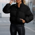 thumbnail image 7 of Smupbvky Women Cropped Puffer Jacket Lightweight Quilted Zipper Coat Stand Collar Winter Warm Bubble Outerwear (M, Black), 7 of 7
