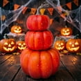 thumbnail image 5 of Stacked Pumpkin Decoration 3 Tier Halloween Gourd Indoor Outdoor Fall Decor Cute Pumpkin Tower for Porch Tabletop Pumpkins Large Fall Pumpkin Thanksgiving Decor 9.45 Inch, 5 of 5