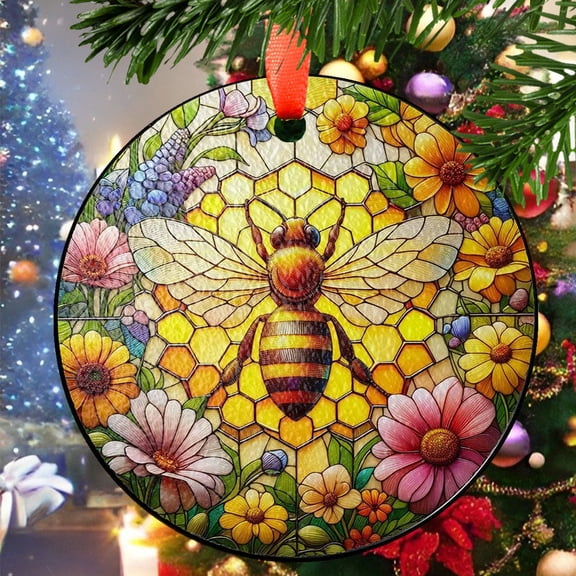 Bee3 Christmas Ornament, Ceramic/Acrylic Ornament, Special Keepsake for Mother, Valentine Ornament Gift, Seasonal Festival Keepsake, Collectible 2025