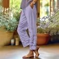 thumbnail image 2 of iHPH7 Summer Pants for Women, Petite Pants for Women, Linen Pants Women, Gauze Pants, Travel Pants Women, Purple M, 2 of 5