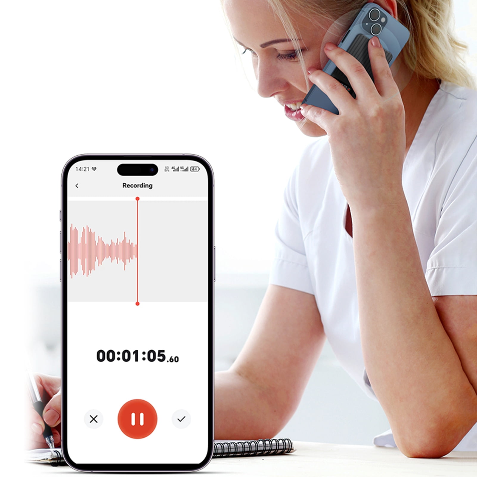 HUISZJ AI Voice Recorder, APP Control Audio Recorder 32 GB Memory Transcribe & Summarize, Recording Device AI Noise Cancellation Technology (128GB)