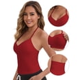 thumbnail image 3 of DARING DIVA Women's Halter Neck Padded Adjustable Spaghetti Straps Tank Top M Dark Red, 3 of 6