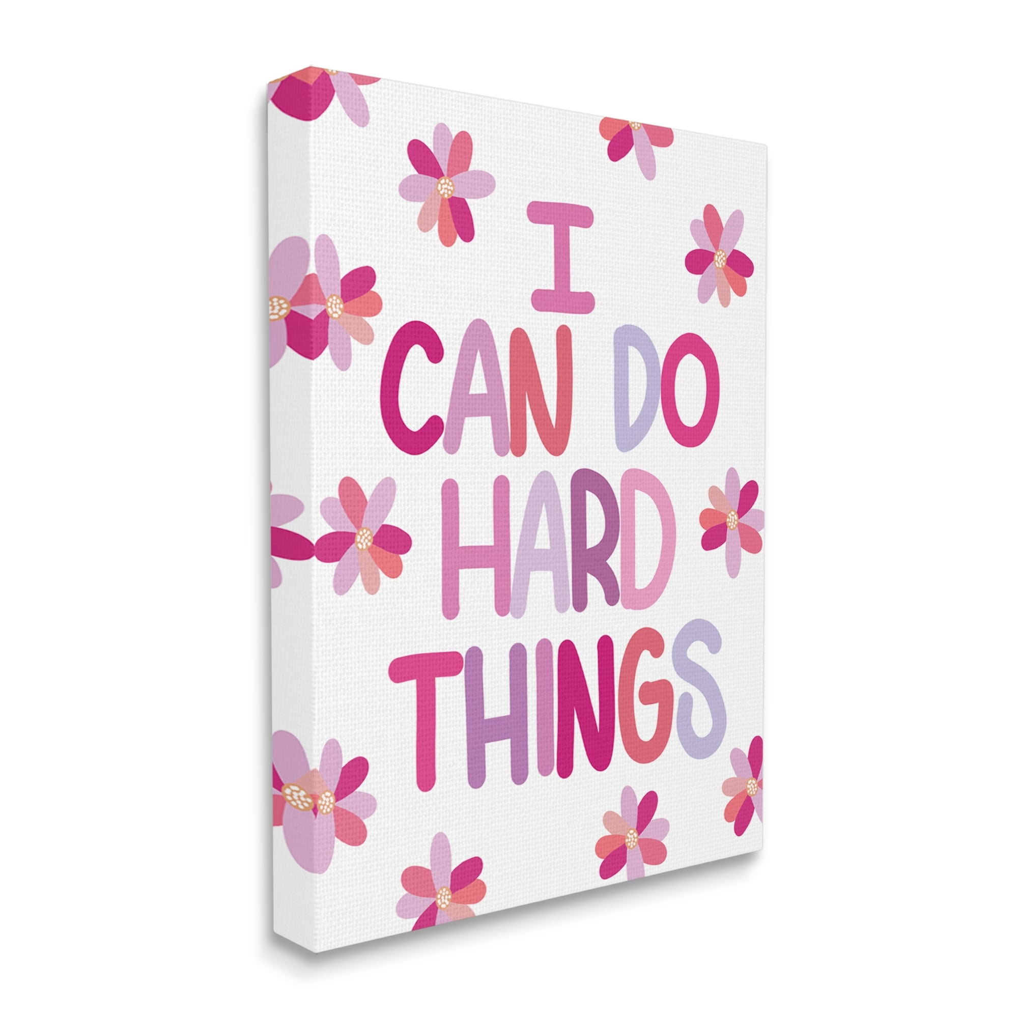 Stupell Industries I Can Do Hard Things Humorous Floral Pattern Canvas Wall Art, 36 x 48, Design by Emily Cromwell