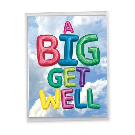 1 Big Get Well Card with Envelope (8.5 x 11 Inch) - Inflated Messages Feel Better J5651HGWG-US