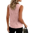 thumbnail image 3 of Lumtrix Dressy Tank Tops For Women V Neck Cotton Linen Shirts Sleeveless Summer Tunic Top Loose Fit Lightweight Casual Blouses Pink 2XL, 3 of 4