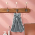 thumbnail image 6 of Polyester Bow Knot Hangable Hand Towel | Soft Fleece-Like Absorbent Design | Kitchen Bathroom Everyday Use | Decorative Hanging Loop | 33x33cm | Brown Gray Beige | Single Pack, 6 of 6