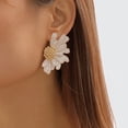 thumbnail image 3 of Pendientes florales vintage para mujer, pendientes grandes con forma de margarita, regalo de joyería personalizado de moda, 3,4x5 CM, naranja, 3 of 5