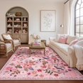 thumbnail image 2 of GUHNNHUIJ Living Room 6x9 Area Rugs Machine Washable Ultra-Thin Soft Non Slip Carpet Rug Vintage Boho Flower Stain Resistant Large Rug for Bedroom Dining Room Indoor Nursery Guest Room Ho, 2 of 9