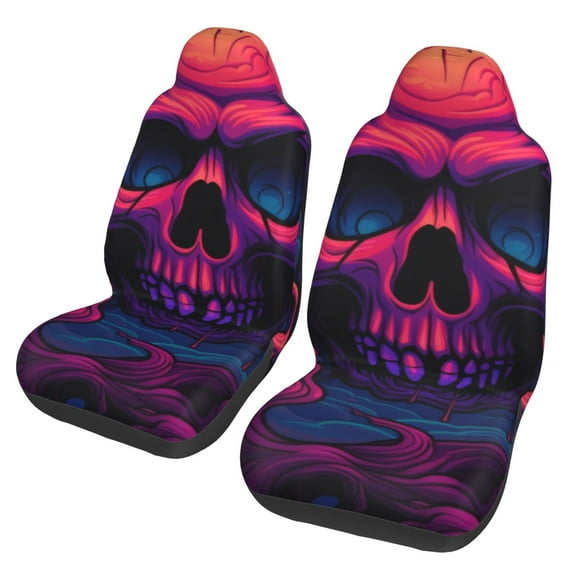Sigee Purple-Red Skull for Universal Car Seat Covers, Premium Car Seat Protector Set for Cars, SUVs, Trucks