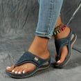 thumbnail image 3 of Orthopedic Wedge Flip Flops for Women 2025 Comfortable Beach Casual Thongs Slip on Walking Slides Sandals, 3 of 7