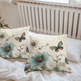 thumbnail image 6 of Turquoise Tulip Throw Pillow Covers 26x26 Inch Set of 2, Spring Vintage Botanical Butterfly Floral Waterproof Outdoor Pillow Covers, Decorative Cushion Pillowcases for Couch, Sofa, Bed, Garden, Patio, 6 of 9