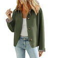 thumbnail image 2 of VISALY Women Oversized Trench Coat Plaid Lined Lapel Long Sleeve Button Down Casual Crop Jacket Fall Lightweight Trendy Outwear with Pockets Green Xl, 2 of 7