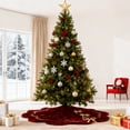 thumbnail image 2 of Inadays Christmas Tree Skirt Luxury Velvet Plush Rustic Xmas Indoor Holiday Decorations Home Fur Scallop Tree Skirt Sparking Gold Lace Trim 36'' Red, 2 of 9