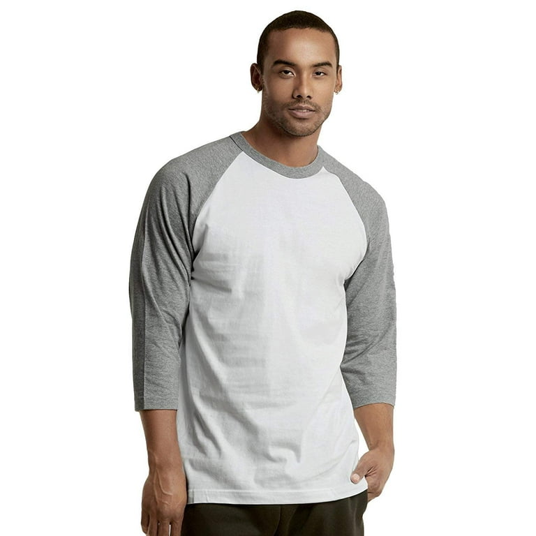 Mens Casual 3/4 Sleeve Plain Baseball T Shirts LT.GR/WHT, XLarge - Walmart.com