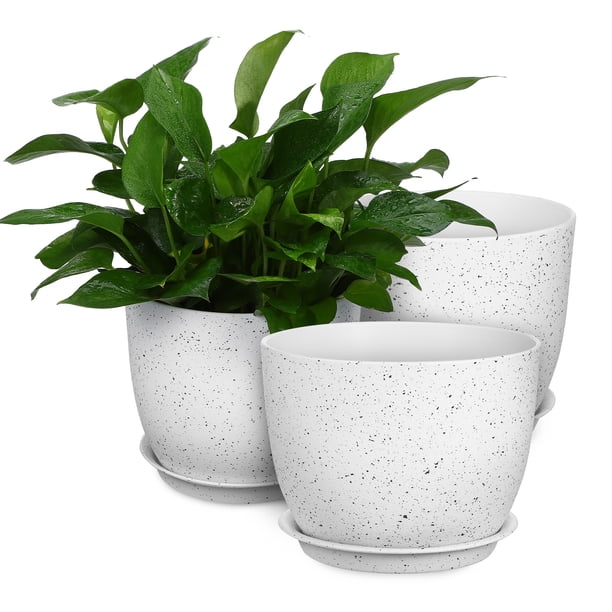 3 uds macetas, macetas, macetas, macetas para plantas de interior, macetas de plástico con agujeros de drenaje y platillos