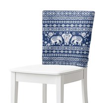 TSOVTHRID Aztec Elephant Floral Blue Print Breathable Chair Back Cover Chairs Back Slipcovers Decorative Dining Chair Protector for Dining Room Wedding Kitchen Party Ceremony, Set of 6