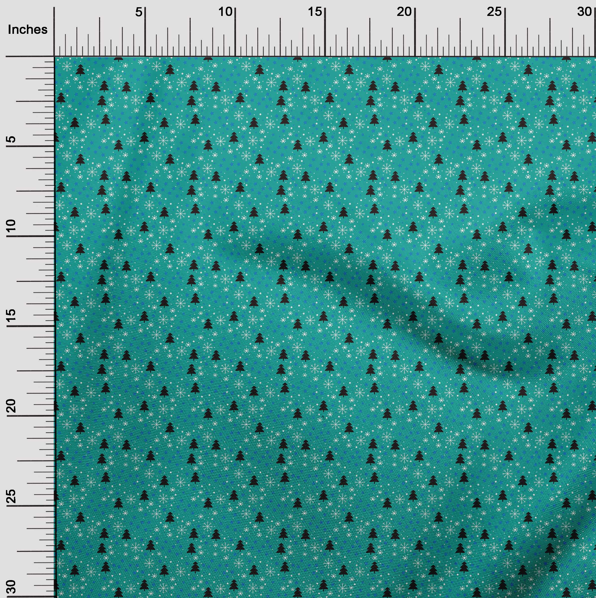 oneOone Cotton Flex Teal Green Fabric Merry Christmas Fabric For Sewing Printed Craft Fabric By The Yard 40 Inch Wide