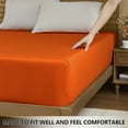 thumbnail image 3 of Hotella Twin Fitted Sheet, 100% Microfiber, Soft & Fade-Resistant, 14" Deep Pocket, 39x75", Tangerine Red, Ideal for Dorm Beds, 3 of 6