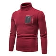 thumbnail image 2 of TFEOQRY Pullover Sweater for Men Fashion Solid Color Slim Fit Thermal Knitwear Long Sleeved Turtleneck Sweater Top Burgundy, 2 of 5