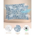 thumbnail image 2 of Hokiten Pillow Cases Standard Size Set of 2, Lumbar Pillow Covers, Blue Coral Coastal Satin Pillowcases with Zipper for Hair/Skin, Pillow Protector Cover, Ocean Nautical Seaside Beach 20x26 Inches, 2 of 6