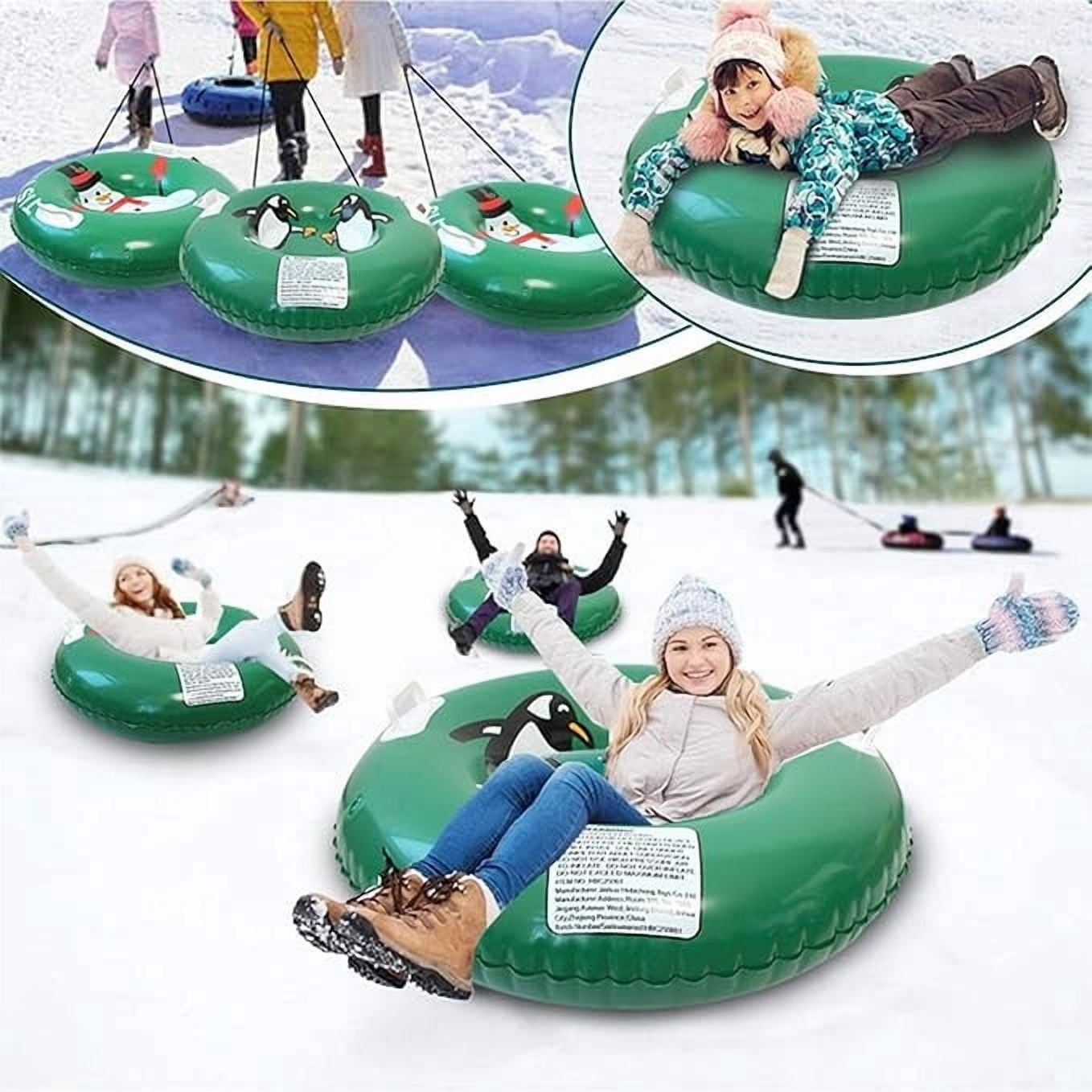 WWG Inflatable Snow Tube Sled, 31 Inch Heavy Duty Winter Sled for Kids Adults, 600 lbs Capacity with Handles, Cold-Resistant PVC for Skiing and Snow Fun, 80 cm Diameter