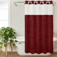thumbnail image 3 of Vintage Dark Red No Hook Shower Curtain Waterproof,Bathroom Curtains with Snap in Liners and See Through Top Window,Farmhouse Retro Solid Color Linen Texture Hotel Bathtub Curtains Shower 36"Wx72"L, 3 of 8