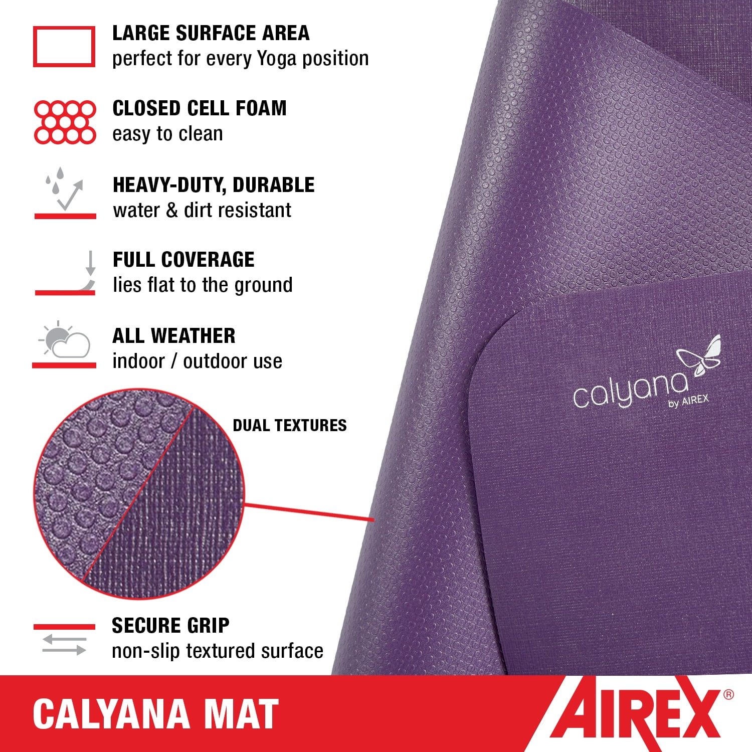 Airex Exercise Calyana Mat Fitness for Yoga, Physical Therapy, Rehabilitation, Balance & Stability Exercises - Available in Multiple Colors & Sizes - Calyana, Blue