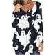 thumbnail image 1 of Camisas Para Mujer Camiseta Casual Impreso Manga Larga Cuello Redondo Fruncido Jersey Blusa Tops Odeerbi ODB128266, 1 of 6