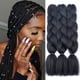 thumbnail image 1 of SOVAEER Extensiones de cabello trenzado Jumbo negro Trenza negra para cabello de ganchillo Fibra sintética de alta temperatura Un solo color para mujeres 24 pulgadas 100 g/paquete (3 paquetes/paquete, 1 of 5