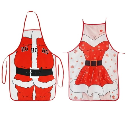 

NUOLUX 2Pcs Christmas Pinafore Cartoon Printed Aprons Decorative Apron Party Supplies