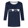 thumbnail image 4 of Plebaso Chemises à Manches 3/4 pour Femmes, Hauts Amples avec Cœur Mignon, Blouses Décontractées à Col Rond Imprimées, 4 of 4