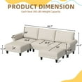 thumbnail image 3 of HOMREST Modular Sectional Sofa with Chaise, 90 Inch U Shaped Sectional Couches for Living Room, Convertible Sofa for Home Apartment Lounge, Cloud Couch with Movable Ottoman, 3 of 9