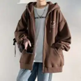 thumbnail image 1 of Chaqueta con capucha y forro polar para hombre, nueva marca de moda, holgada, informal, con cremallera, para primavera, otoño e invierno, 1 of 4
