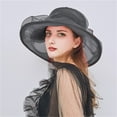 thumbnail image 4 of Women Flower Organza Sun Hat Wide Brim Visor Caps for Beach Party, 4 of 4