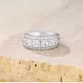 thumbnail image 4 of SFTING Wedding Band for Women 925 Sterling Silver Eternity Ring Princess Emerald 5A CZ Anniversary Size 7, 4 of 7