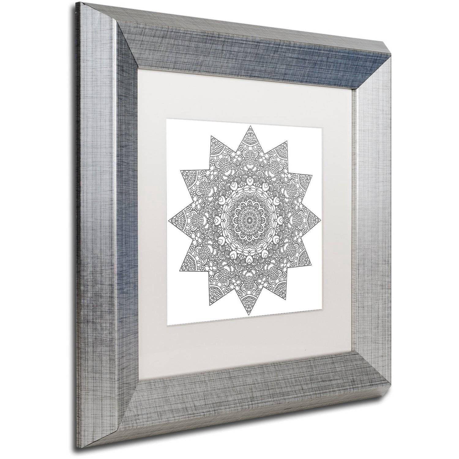 Trademark Fine Art "Sunny Day Mandala" Canvas Art by Kathy G. Ahrens, White Matte, Silver Frame