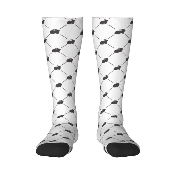 Fotbe Black Rabbit Calcetas Divertidas Estampadas para Hombre y Mujer, Calcetas de Algodón hasta la Rodilla para Caminar, Correr, Enfermería y Embarazo