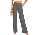 thumbnail image 3 of ClodeEU Women's Linen Cotton Blend High Waisted Wide Leg Pants,Casual Trousers with Pockets a-Gray,Women's Plus M, 3 of 7