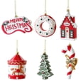 thumbnail image 6 of opvise 6Pcs Christmas Ornament Xmas Tree Pendant with Lanyard Creative Shape Bright Color Christmas Themed Hanging Ornament for Party Decoration B, 6 of 8