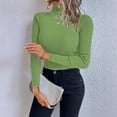 thumbnail image 5 of Women's Turtleneck Sweater 2025 Long Sleeve Shirts Fall Trendy Tops Slim Fitted Ribbed Knit Basic Casual Sweater Green S, 5 of 6
