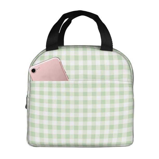 Disketp Green Checkboard Bolsa Térmica para Almuerzo para Hombre y Mujer, Ideal para Trabajo, Senderismo y Picnic