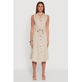 thumbnail image 2 of Womens Lapel Collar Tie Waist Belted Midi Dress, 2 of 4