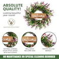 thumbnail image 4 of Artificial Lavender Welcome Wreath for Front Door and Wall Decor, Indoor Outdoor Spring Floral Arrangement, Fade Resistant and No Maintenance（Pink), 4 of 6