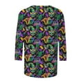 thumbnail image 4 of Erwazi Mardi Gras T-Shirt for Women Graphic Printed Crewneck 3/4 Sleeve Carnival Tee Top, 4 of 6