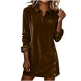 thumbnail image 2 of Mifsaly Velvet Dress for Women Patchwork Sequin Cocktail Dresses Lapel Long Sleeve Night Gowns Flowy Evening Party Glitter Outfits S, 2 of 7
