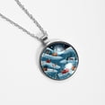 thumbnail image 4 of Christmas sled Glass Design Circle Pendant Women's Necklace, 4 of 5